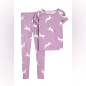Carter’s Big Girls Unicorn Print Purple Snug Fit Pajamas Size 12